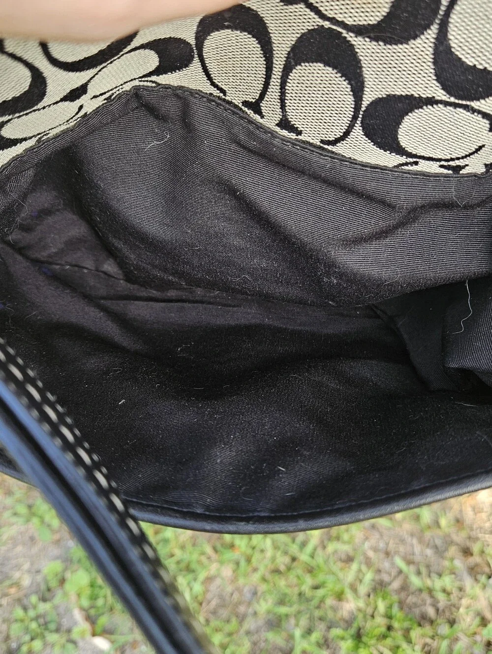 Coach Hampton F13066 Black Signature Jacquard Turnlock Flap Shoulder Bag